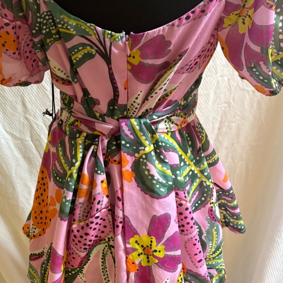 Crystal Sky Juniors’ Puff-Sleeve Tie-Back Jungle Print Dress Large NWT’s - Picture 10 of 14